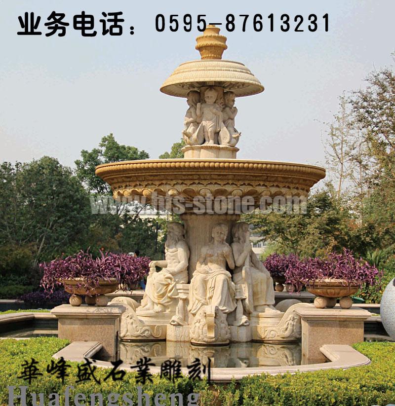 欧式景观人物石雕喷泉,跌水盆石雕,园林小区石雕喷泉流水