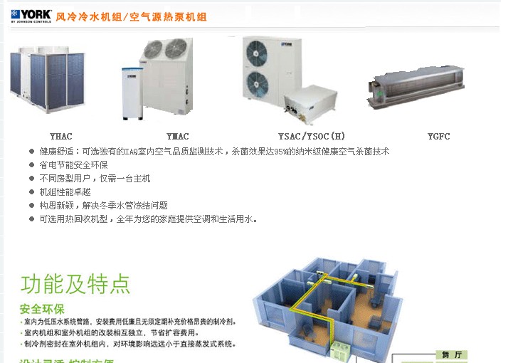 北京约克ymac小型风冷式冷水机组约克风盘