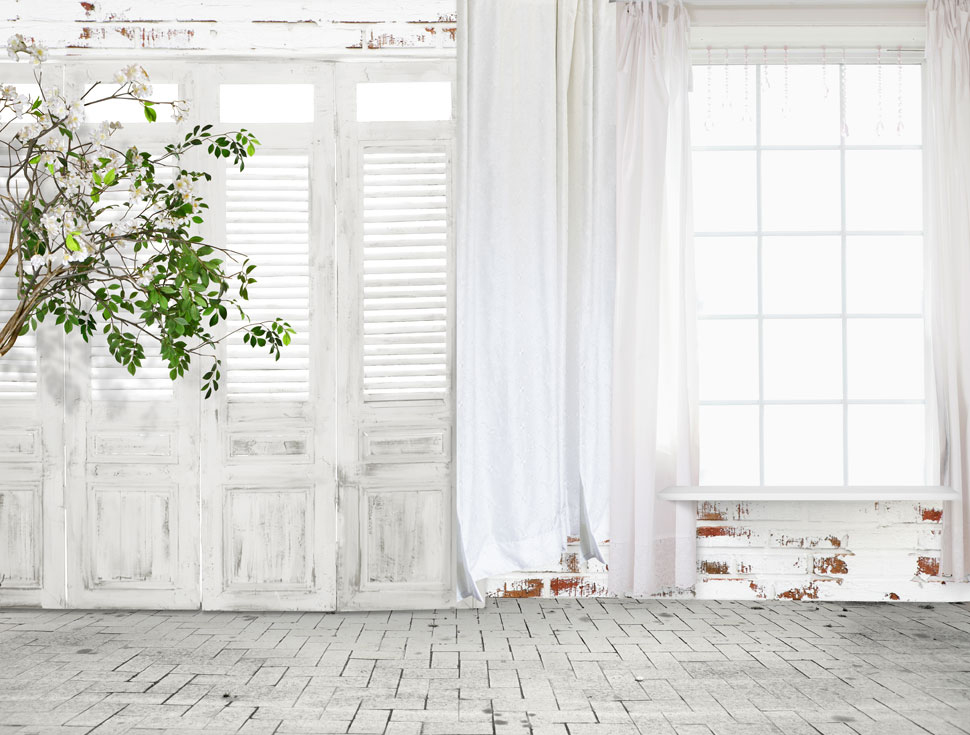 深圳隔音窗-【效果图,产品图; 室内白色窗帘门窗影楼摄影背景图片