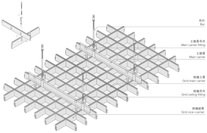 佛山工厂批发铝格栅天花吊顶装饰材料
