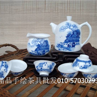  Jingdezhen tea set, blue and white porcelain tea set, handicrafts